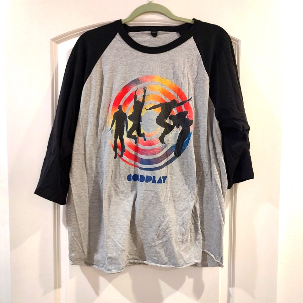 Coldplay Raglan Sleeve T-shirt Black Gray XL